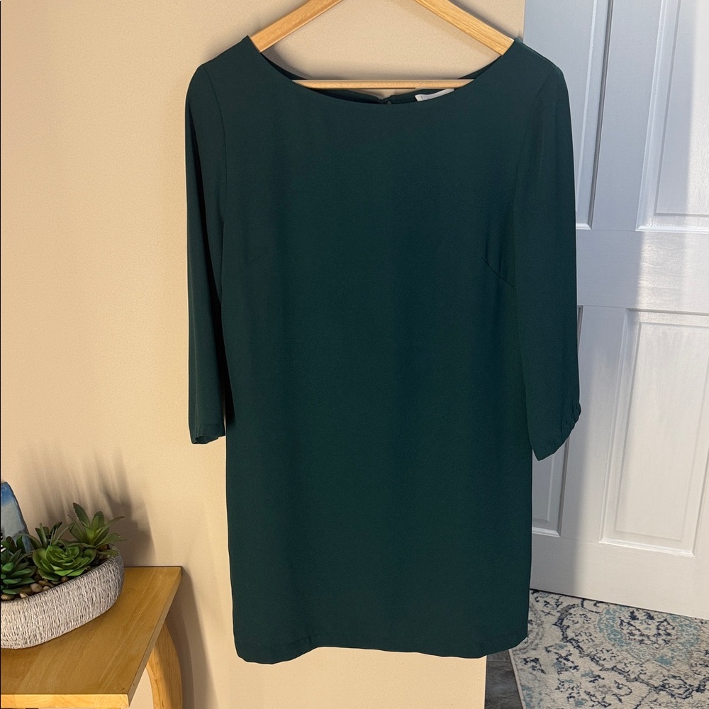 Leith crepe dress with keyhole back and 3/4 sleeves